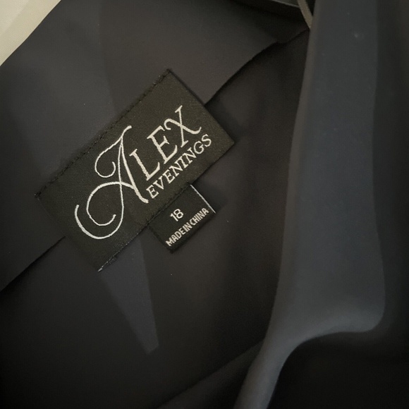 NWT $229 Alex Evenings [ 18 ] Side Ruched‎ Cocktail Dress in Charcoal - Picture 4 of 14